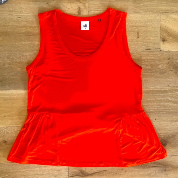 Cabi Style #5402 Red Orange Tee Shirt Tank Beautiful with gathering around sides - Picture 5 of 9